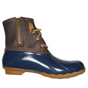 Sperry Women's Topsider Saltwater Waterproof Lace-Up Zip Rubber Boots Size 7.5
